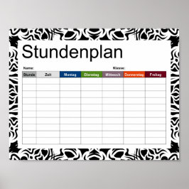 Tribal Mandala Black Timetable Poster