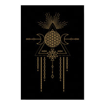 Tribal Mandala Line Art Geometry Måne Inslag