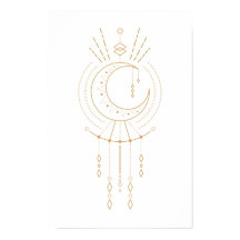 Tribal Mandala Modern Guld Geometry Måne Inslag