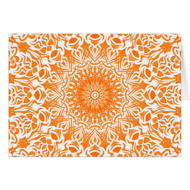 Tribal Mandala Orange Hälsningskort (Framsidan Horizontal)