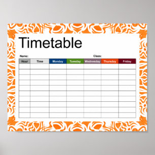 Tribal Mandala-Orange - tidtabell Poster