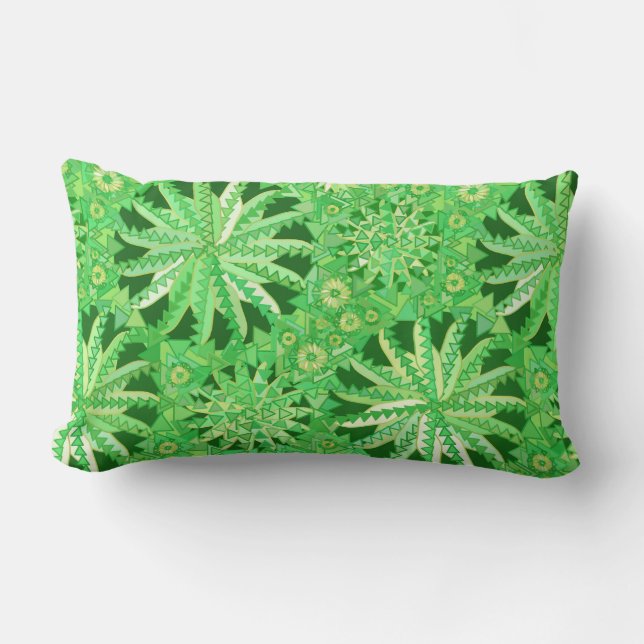 Tribal Mandala Print, Emerald and Lime Green Lumbarkudde (Framsida)