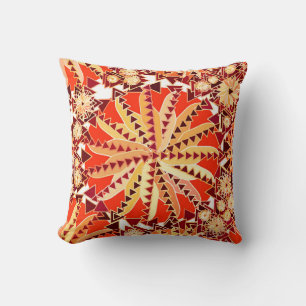 Tribal Mandala Print, Rust Orange och Brown Kudde