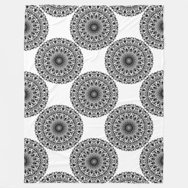 Tribal Mandala Svart Fleecefilt (Framsidan)