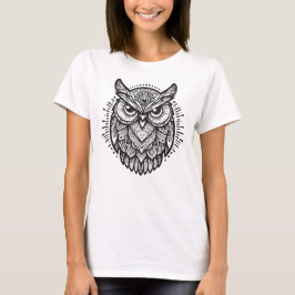Tribal Mandala-Ugla Linje Konst Design T Shirt