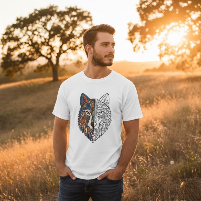 Tribal Mandala Wolf Head Unique Spirit Animal T Shirt (Skapare uppladdad)