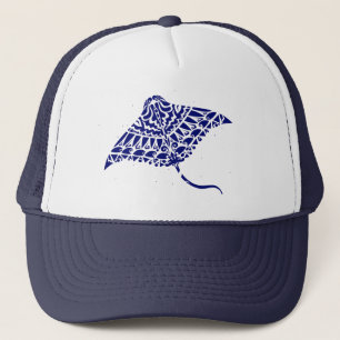 Tribal Manta Ray Coola Blue White Keps