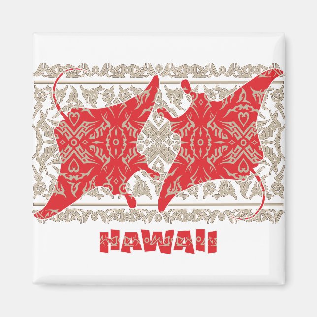 Tribal-Manta-Ray-Red Magnet (Framsidan)