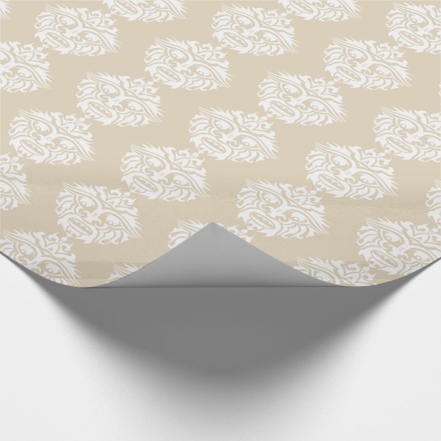 Tribal Mask - Beige Glossy Wrapping Papper, 30 x 6 Presentpapper (Hörn)