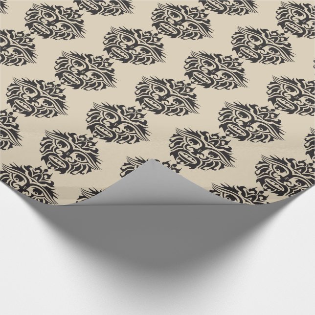 Tribal Mask - Beige Glossy Wrapping Papper, 30 x 6 Presentpapper (Hörn)