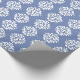 Tribal Mask - Blue Grått Glossy Wrapping Papper, 3 Presentpapper