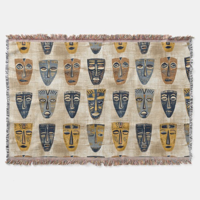 Tribal mask boho mönster filt (Framsidan)
