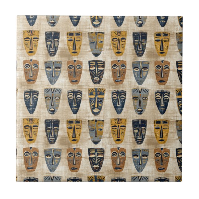 Tribal Mask Boho Pattern Kakelplatta (Framsidan)