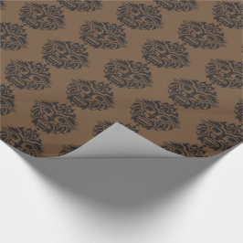 Tribal Mask - Brown Glossy Wrapping Papper, 30 x 6 Presentpapper