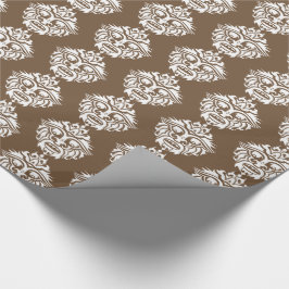 Tribal Mask - Brown Glossy Wrapping Papper, 30 x 6 Presentpapper