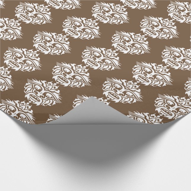 Tribal Mask - Brown Glossy Wrapping Papper, 30 x 6 Presentpapper (Hörn)
