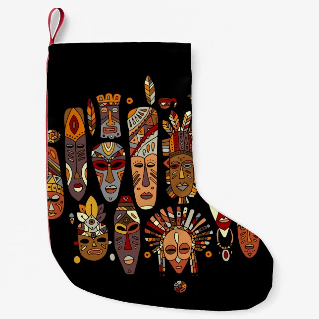 Tribal mask ethnic set, sketch liten julstrumpa (Framsidan)