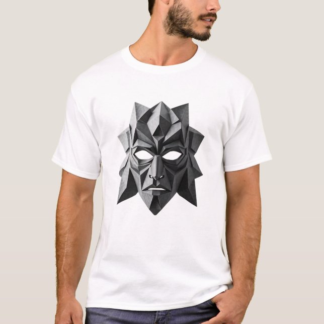 Tribal Mask Origami Art T Shirt (Framsida)