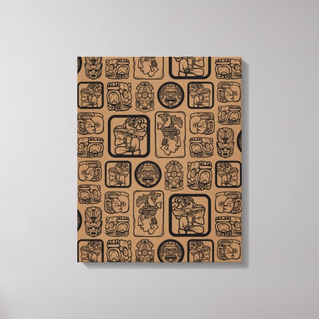Tribal MAYA gammal mask mönster 1 Canvastryck (Framsida)