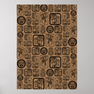 Tribal MAYA gammal mask mönster 1 Poster