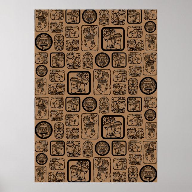 Tribal MAYA gammal mask mönster 1 Poster (Framsidan)