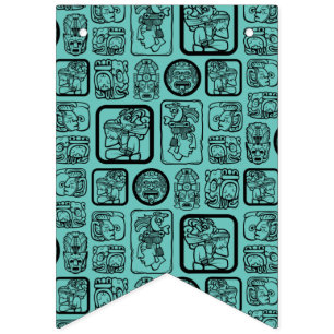Tribal MAYA gammal mask mönster 1 Vimplar