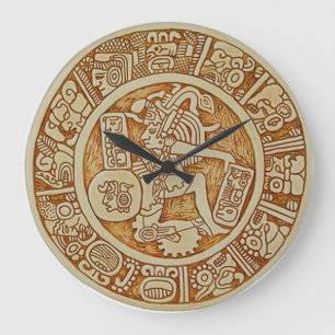 Tribal Maya Warrior Rund Klocka - Aztekisk Klocka