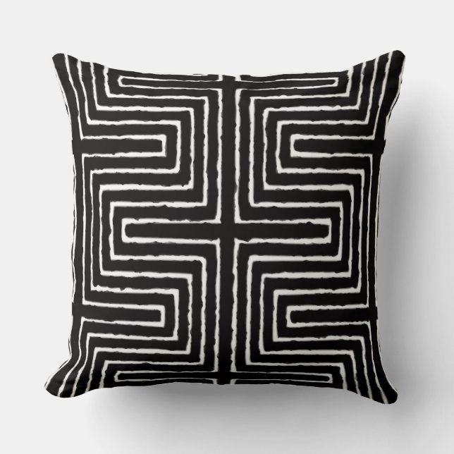 Tribal Maze Lera Trasa Mönster Afrika Kudde (Framsida)