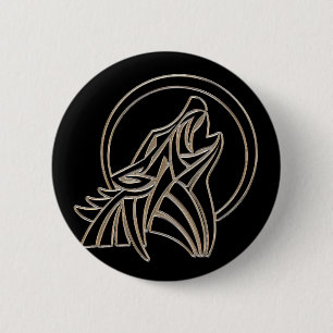 Tribal Metallic Vargemblem som ylar Knapp