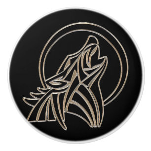 Tribal Metallic Vrålande Varg Emblem Knopp
