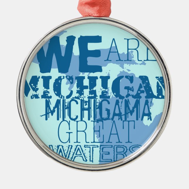 Tribal Michigan Michigama Underbar Vatten norr upp Julgransprydnad Metall (Framsidan)