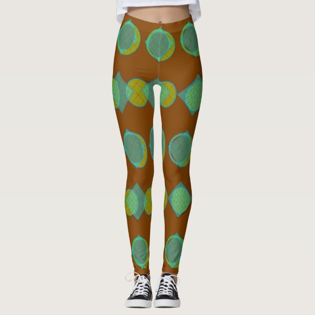 Tribal Mönster III Handmade Yoga Byxor Leggings (Framsida)