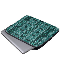 Tribal Mönster Teal and Black Laptop Sleeve