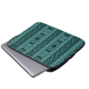Tribal Mönster Teal and Black Laptop Sleeve