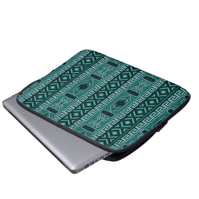 Tribal Mönster Teal and Black Laptop Sleeve (Framre botten)