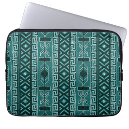 Tribal Mönster Teal and Black Laptop Sleeve