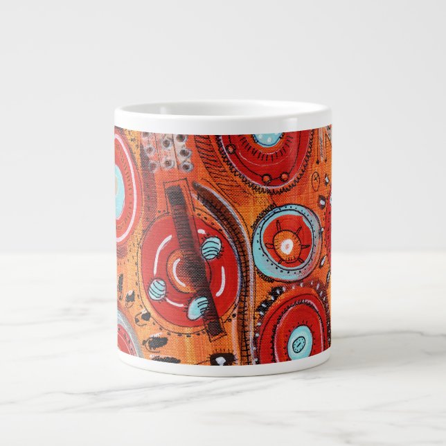 Tribal Mönster Warm Färg Jumbo Mugg (Framsidan)