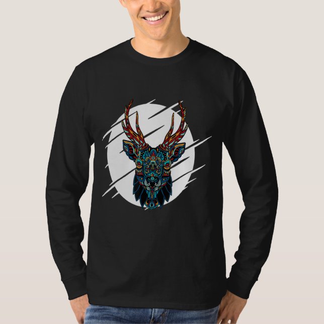 Tribal Moose Head T Shirt (Framsida)