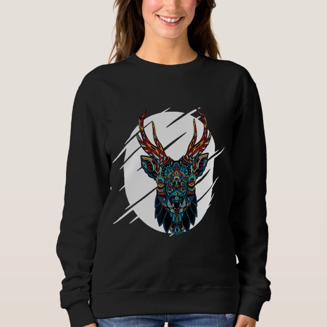 Tribal Moose Head T Shirt (Framsida)