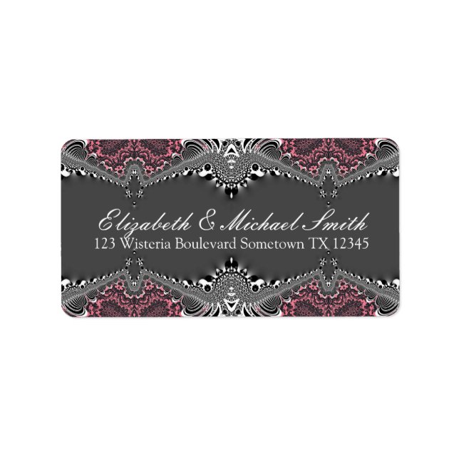 Tribal Mörk Rosa Damask Adress Stickers Label Adressetikett (Framsidan)
