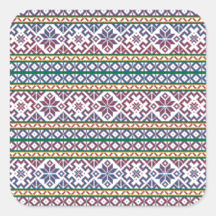 Tribal Multicolor-color, gammal symbol folk art de Fyrkantigt Klistermärke