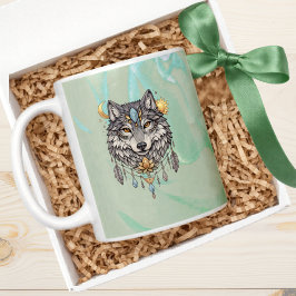 Tribal Native Varg Ande Totem Boho Andlig Kaffemugg