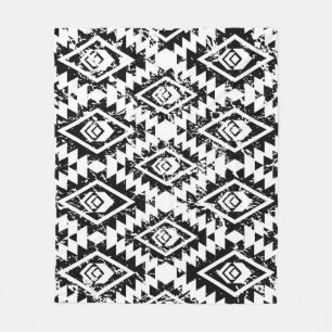 Tribal Navajo: svartvit geometri. Fleecefilt