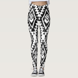 Tribal Navajo: svartvit geometri. Leggings