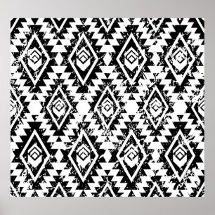 Tribal Navajo: svartvit geometri. Poster