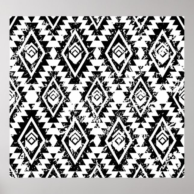 Tribal Navajo: svartvit geometri. Poster (Framsidan)