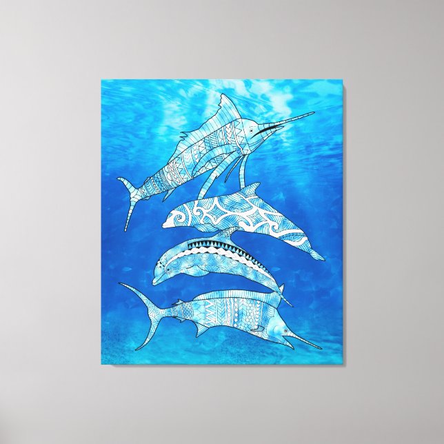 Tribal Ocean Animals Canvastryck (Framsida)