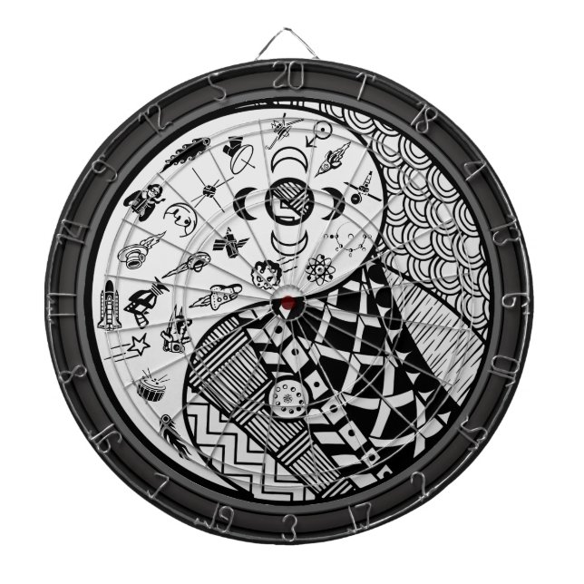 Tribal och Modern Yin och Yang Dartboard Darttavla (Framsidan)