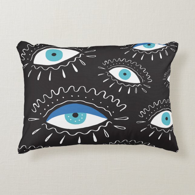 Tribal Öga Feathers Mode Mönster Prydnadskudde (Framsidan)