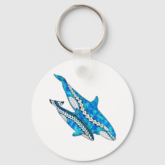 Tribal Orca Whales Nyckelring (Framsida)